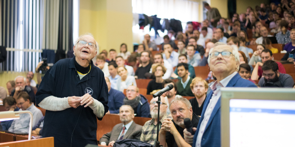Donald Knuth and Dana Scott during their lecture