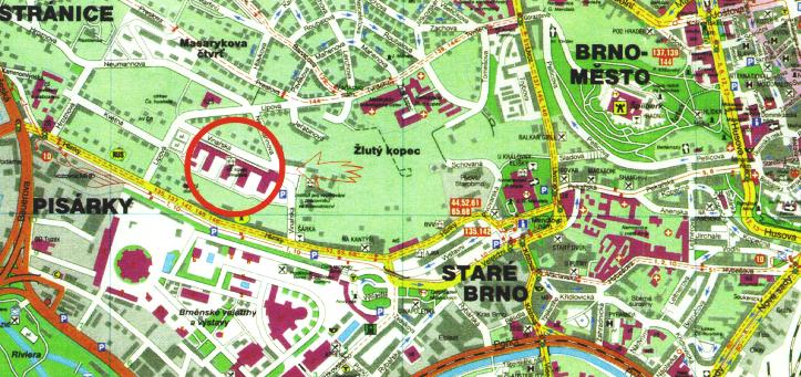 Detailed Map of the Students' Hostel Vinarska 2 for CEOI'99