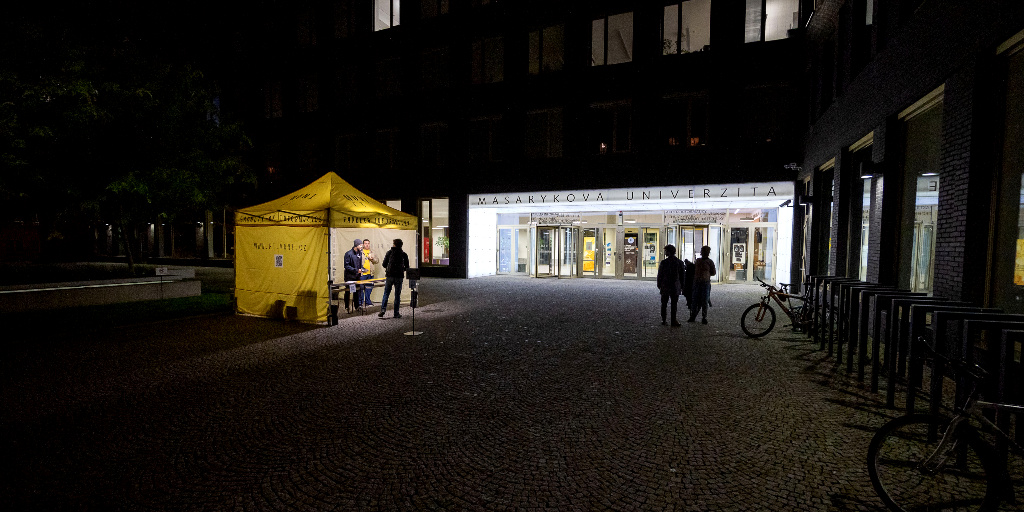 Faculty entrance at night