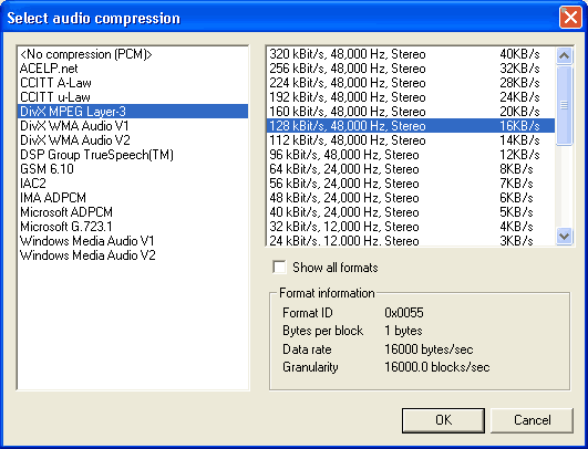 Select audio compression