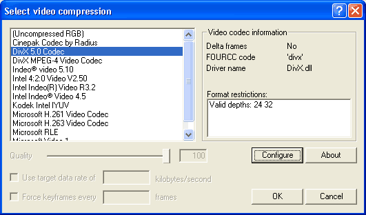 Select video compression
