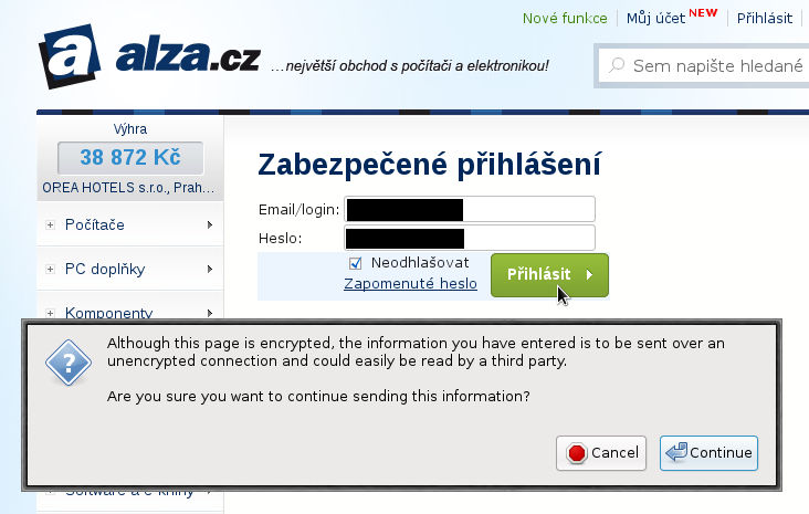 Alza SSL login