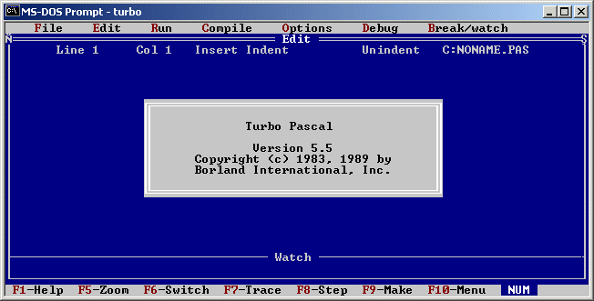 Po startu Turbo Pascalu 5.5