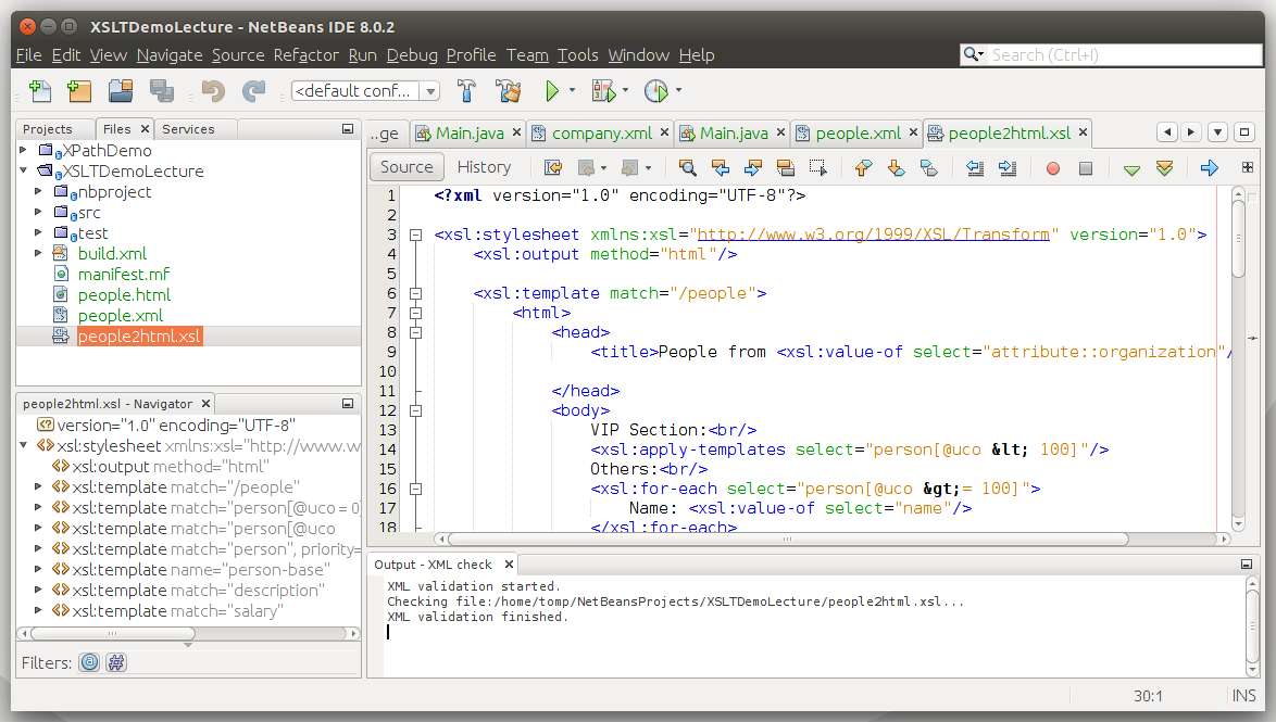 XSLT in NetBeans