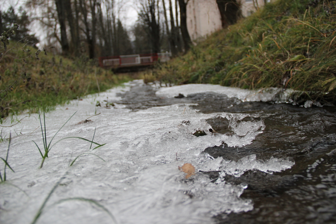 Ice-covered waterstream.